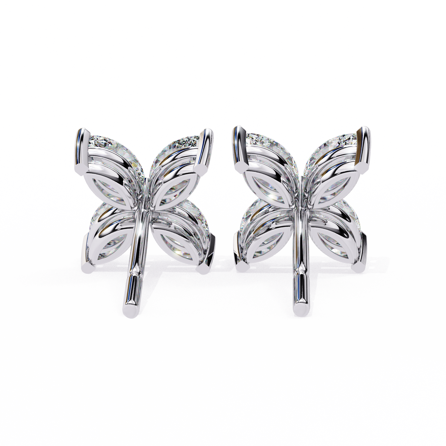0.80 carat marquise cut diamond flower studs earrings – elegant fine jewelry