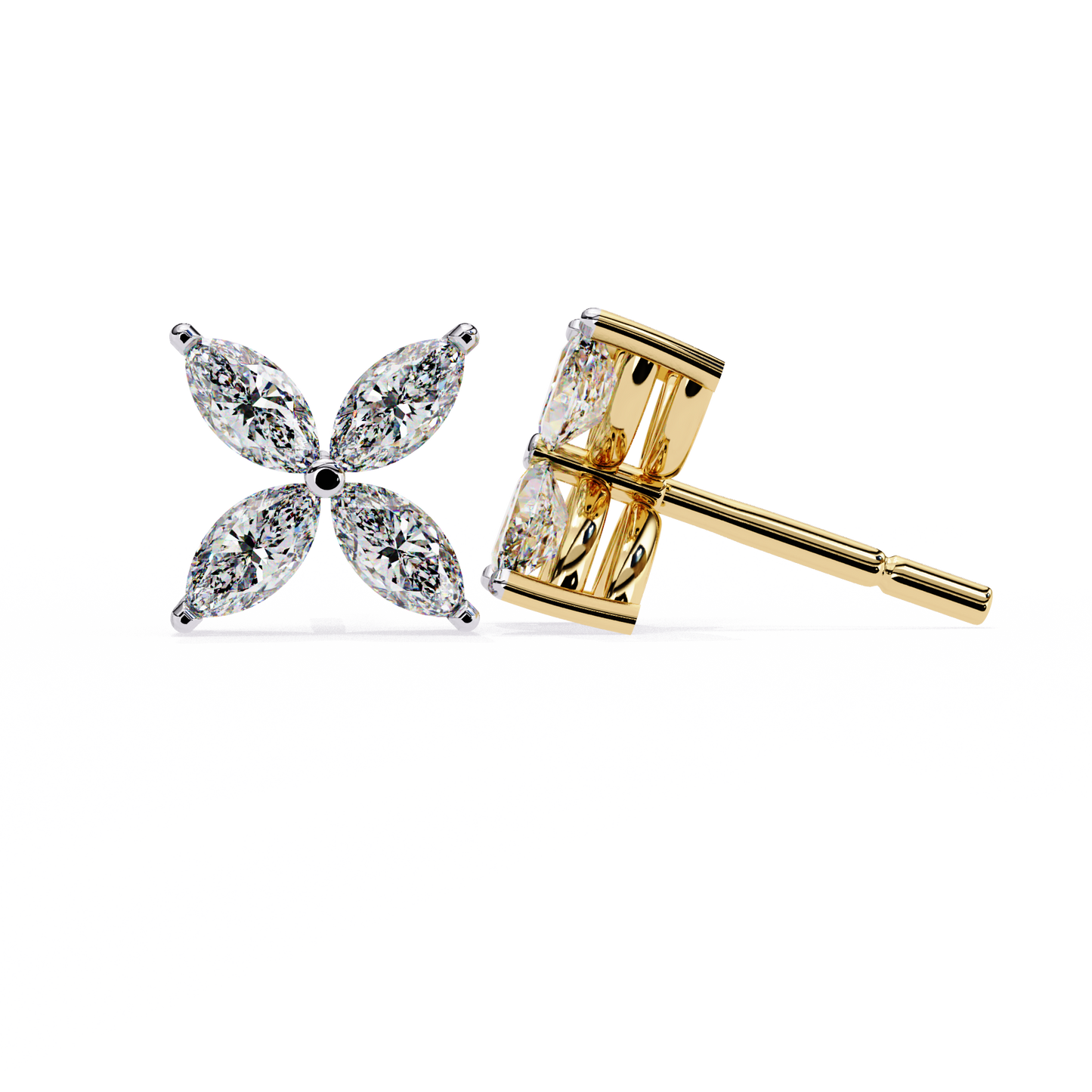 0.80 carat marquise cut diamond flower studs earrings – elegant fine jewelry