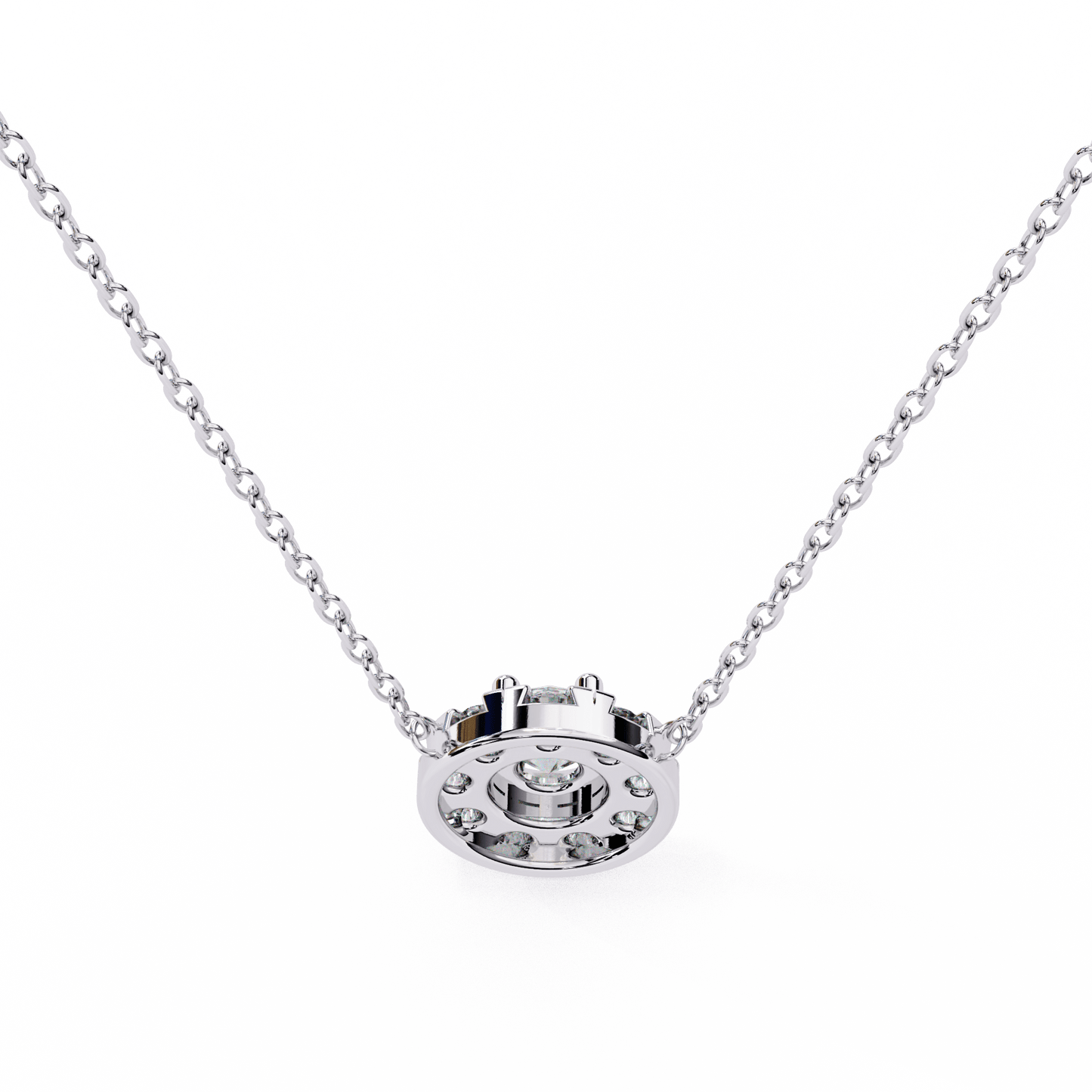 round cut diamond cluster halo pendant necklace – classic modern jewelry