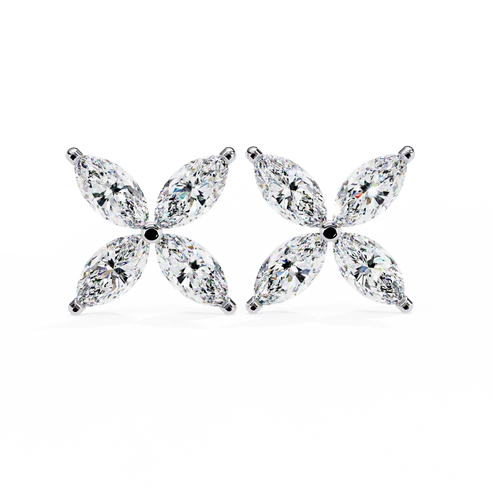 0.80 carat marquise cut diamond flower studs earrings – elegant fine jewelry