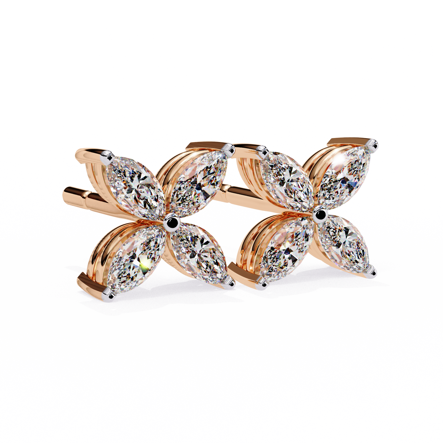 0.80 carat marquise cut diamond flower studs earrings – elegant fine jewelry