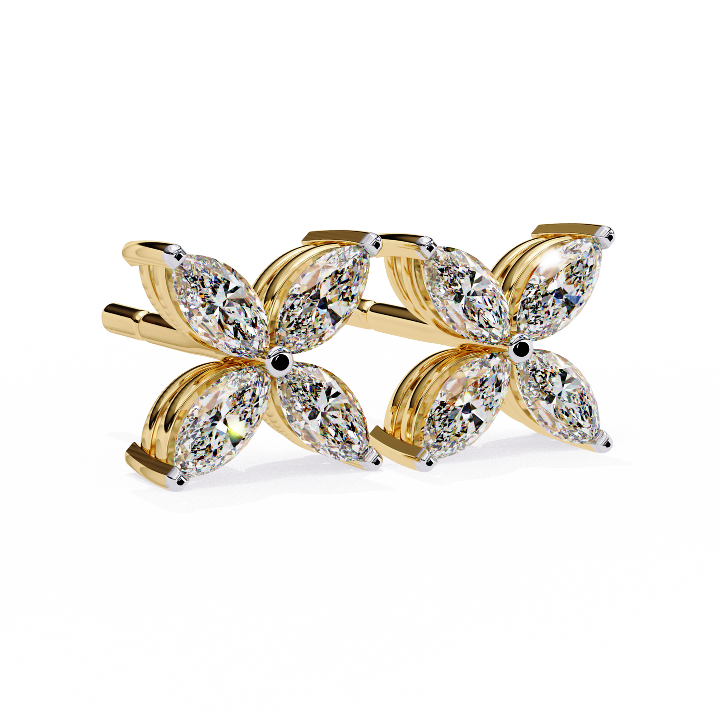 0.80 carat marquise cut diamond flower studs earrings – elegant fine jewelry
