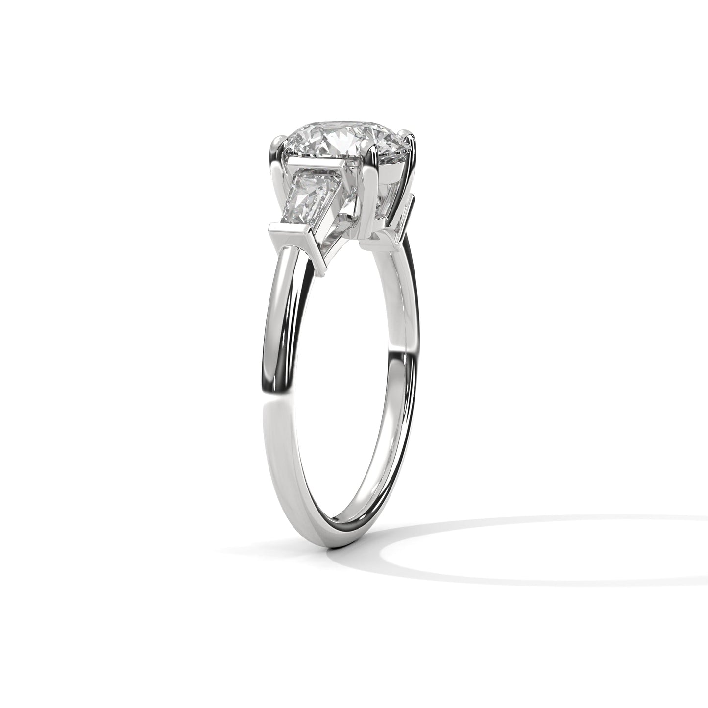 2.50 carat round & baguette cut solitaire diamond engagement ring for women