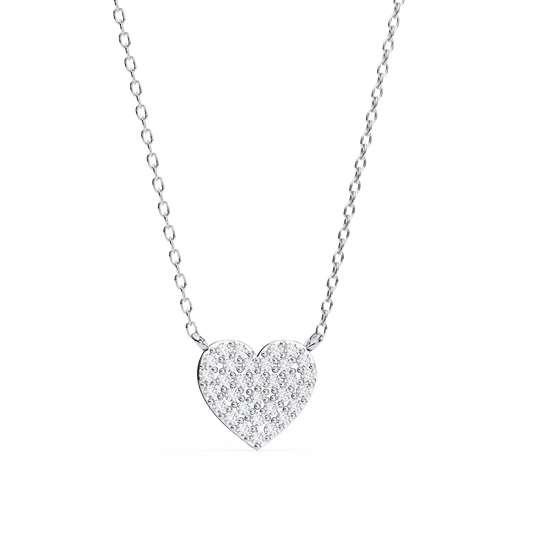 Heart Shaped Pavé Diamond Pendant Necklace – Romantic Luxury Jewelry