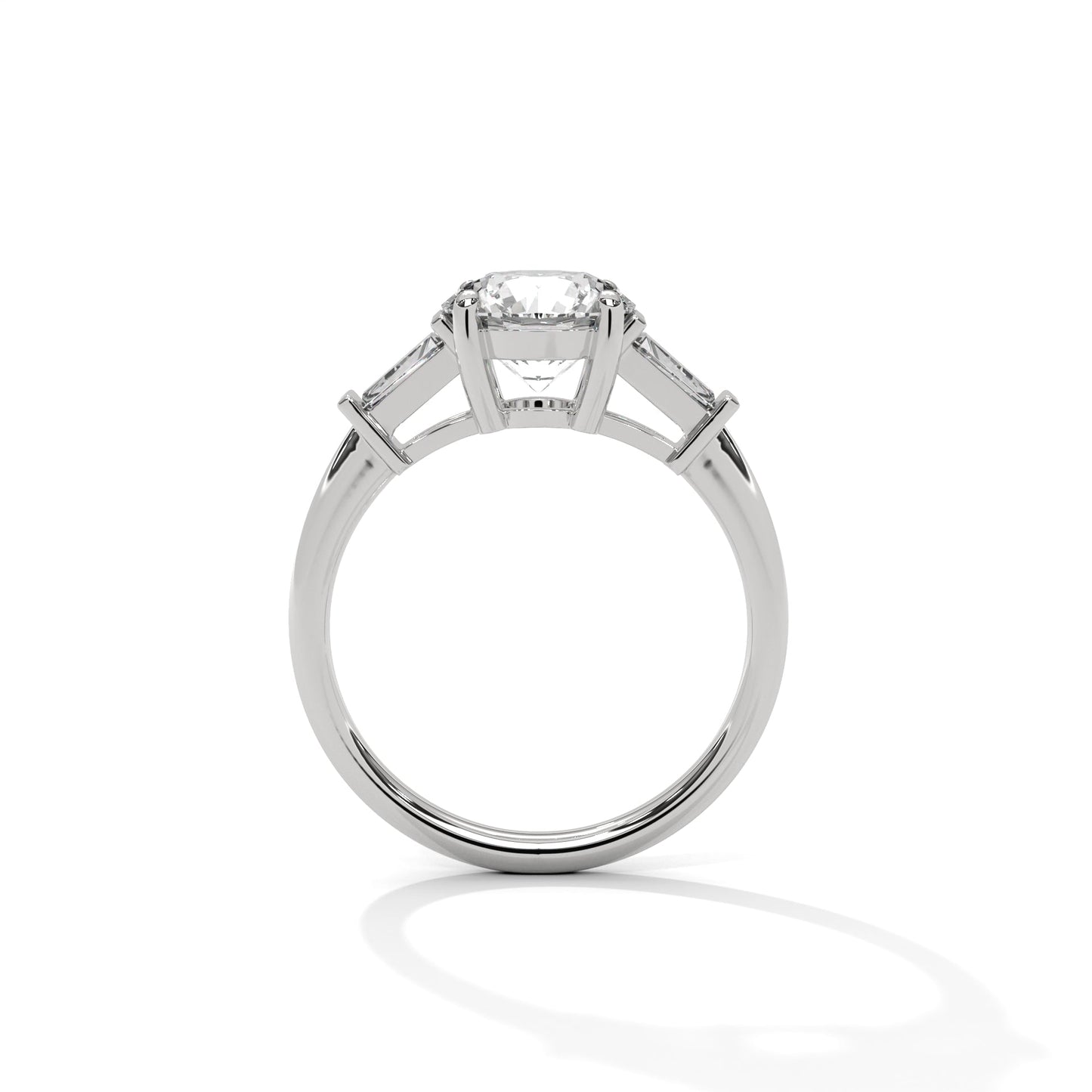 2.50 carat round & baguette cut solitaire diamond engagement ring for women