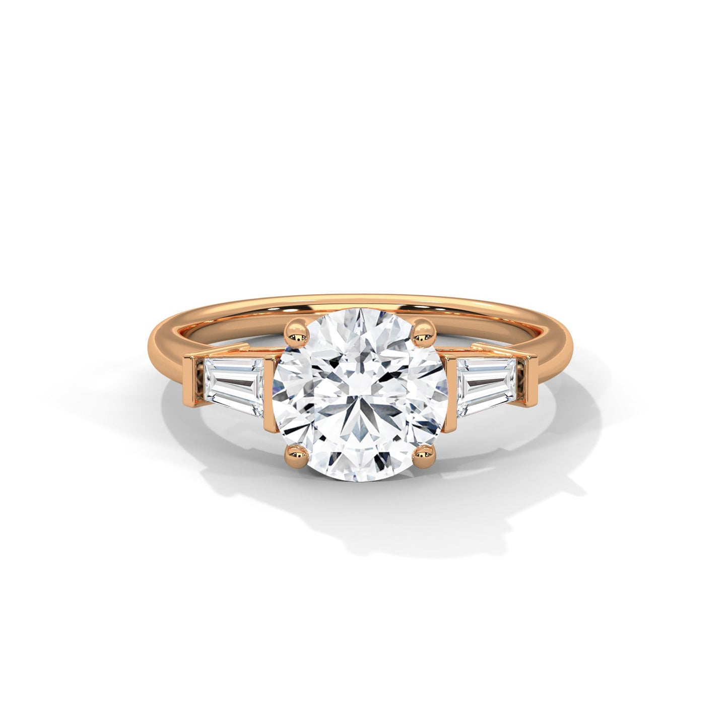 2.50 carat round & baguette cut solitaire diamond engagement ring for women
