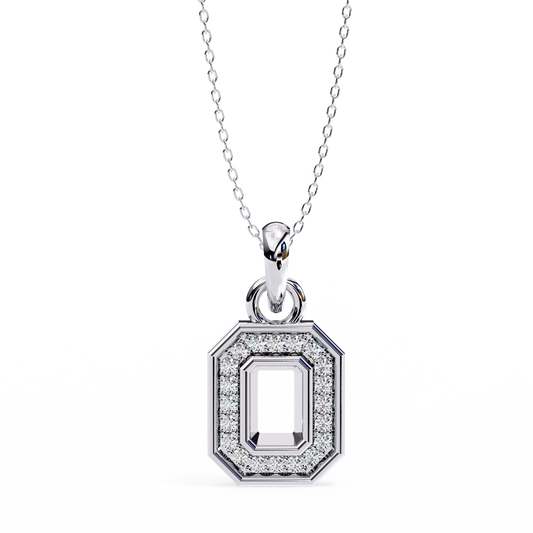 Round Cut Halo Octagon Pave Diamond Pendant Necklace – Elegant Fine Jewelry
