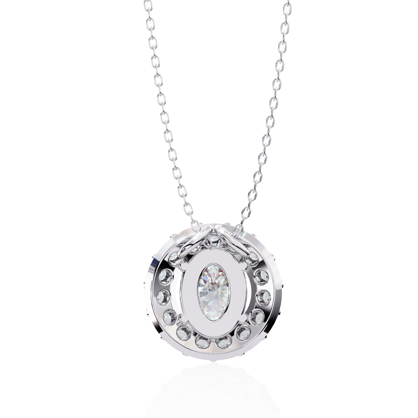oval cut diamond cluster halo pendant necklace – classic modern jewelry