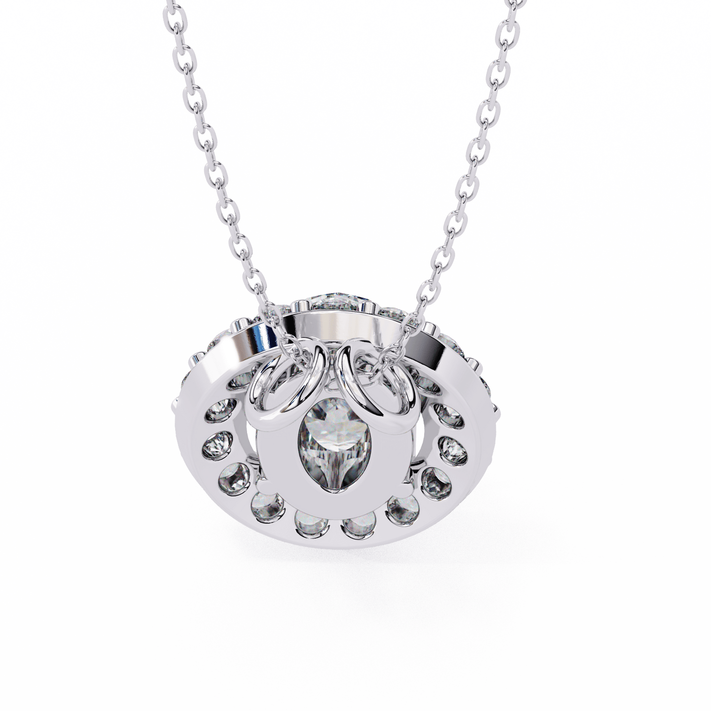 oval cut diamond cluster halo pendant necklace – classic modern jewelry