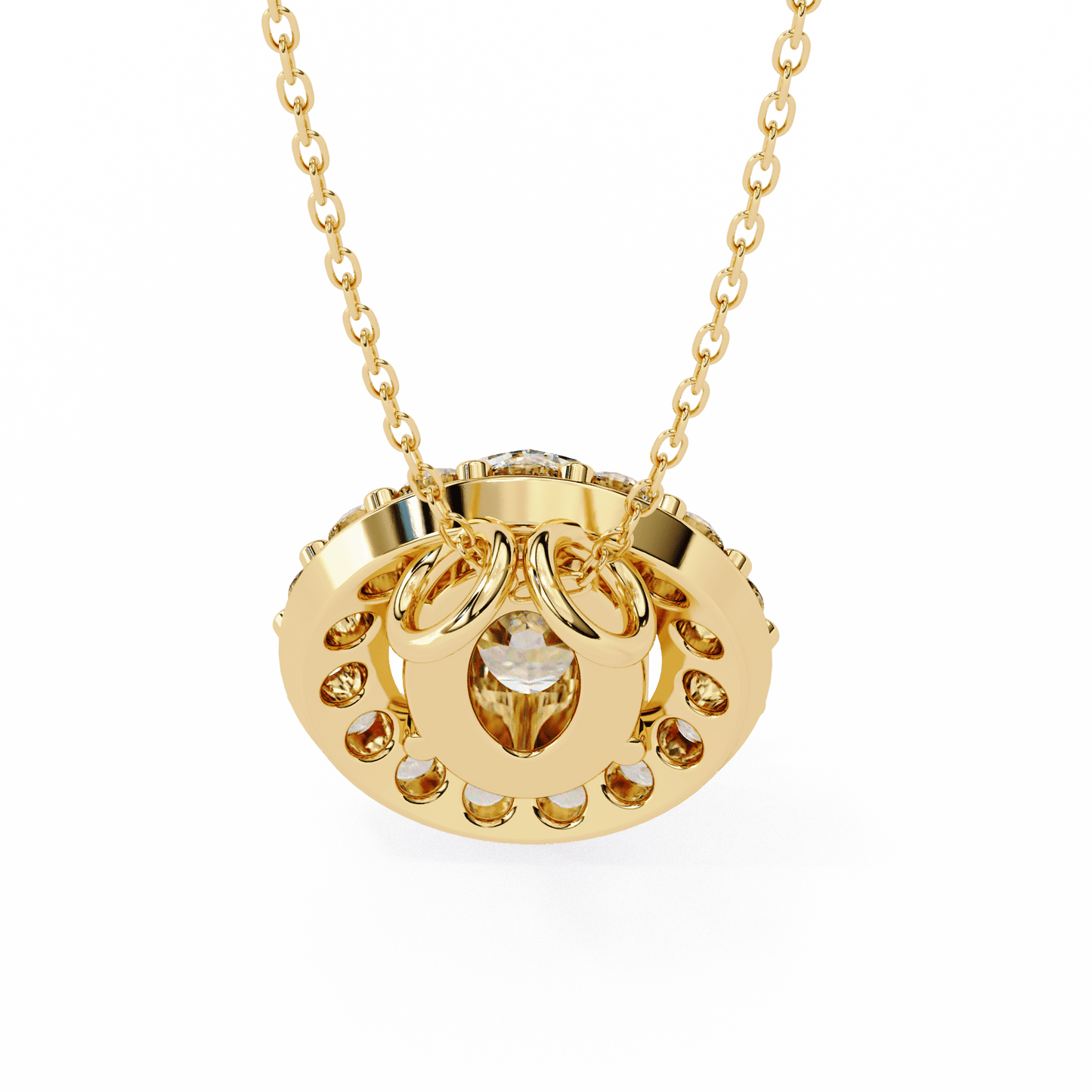 oval cut diamond cluster halo pendant necklace – classic modern jewelry