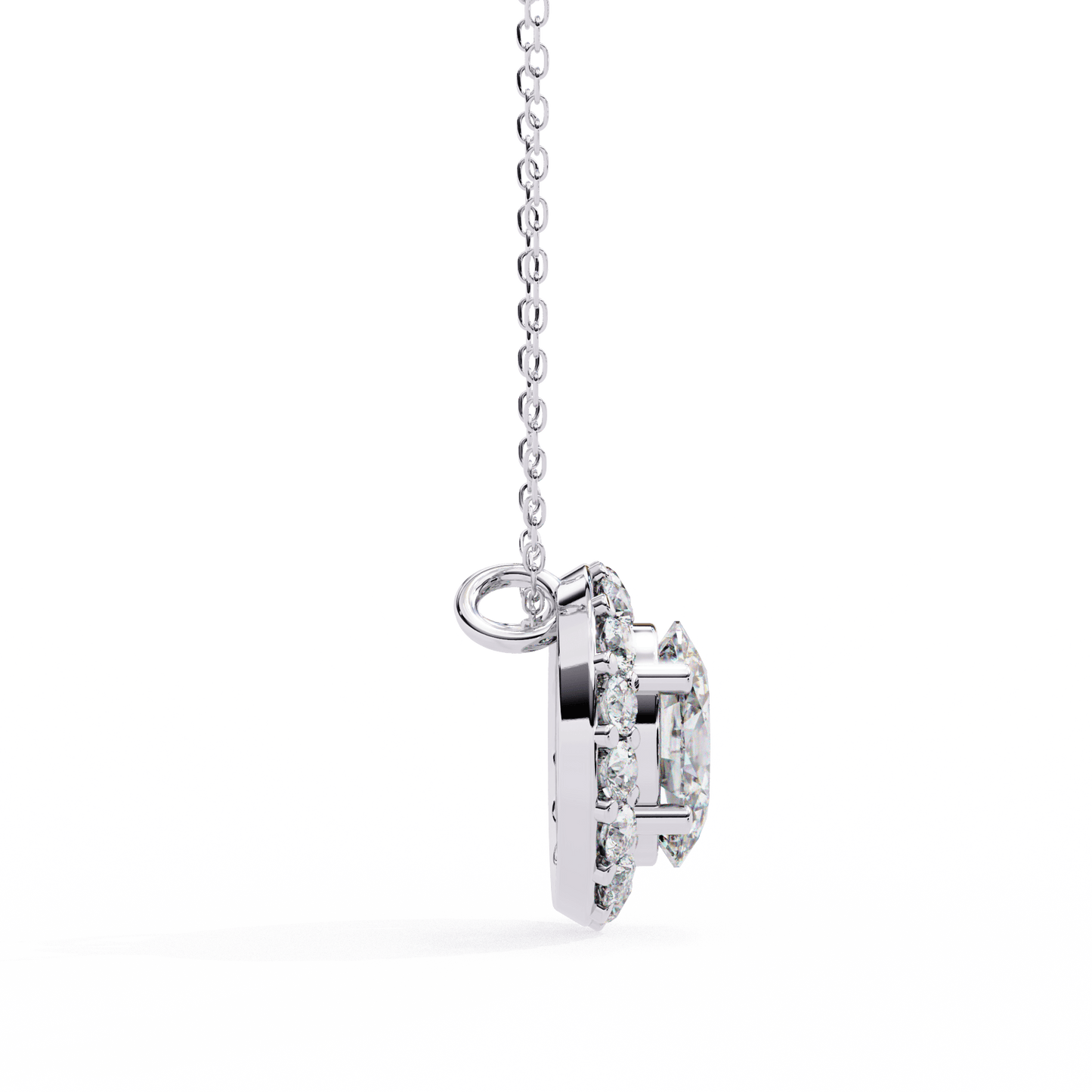 oval cut diamond cluster halo pendant necklace – classic modern jewelry