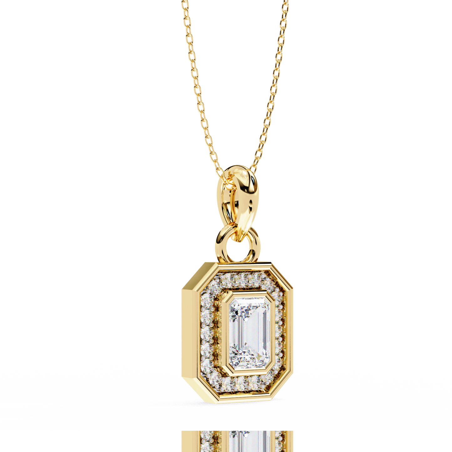 emerald cut diamond halo pendant – elegant fine jewelry