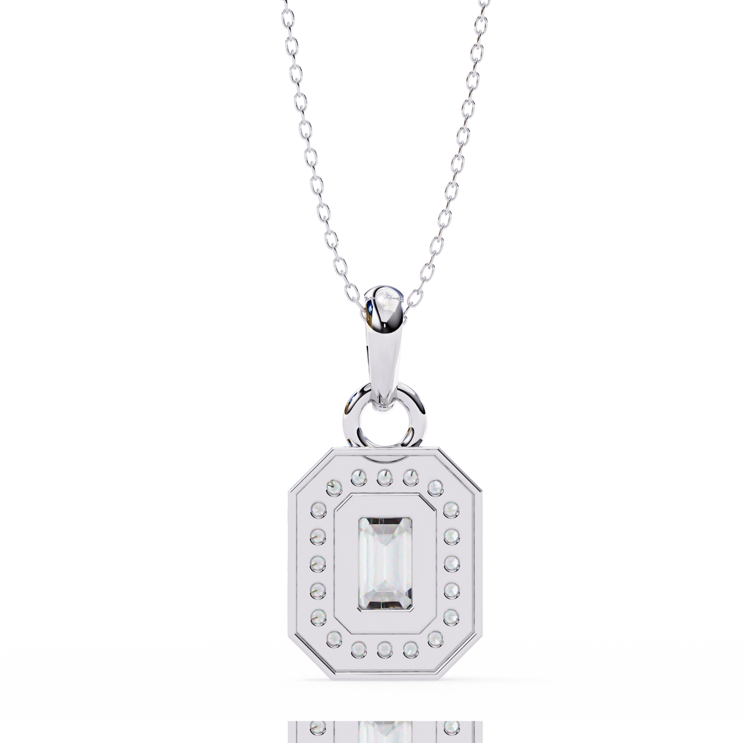 emerald cut diamond halo pendant – elegant fine jewelry