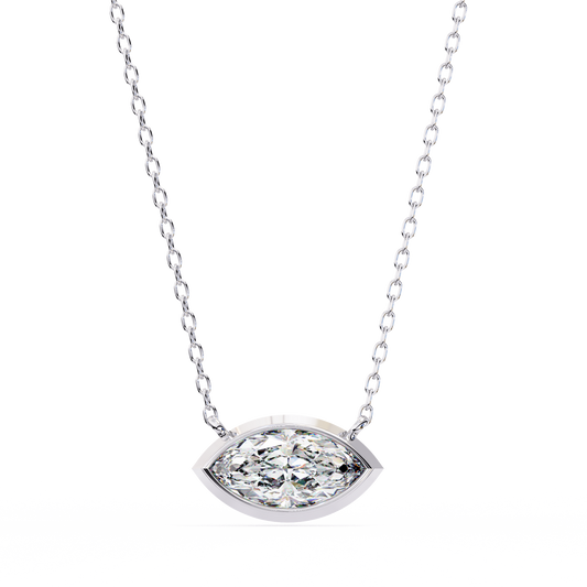 2.00 Carat Marquise Cut Bezel Set Diamond Pendant Necklace – Elegant Jewelry for Women