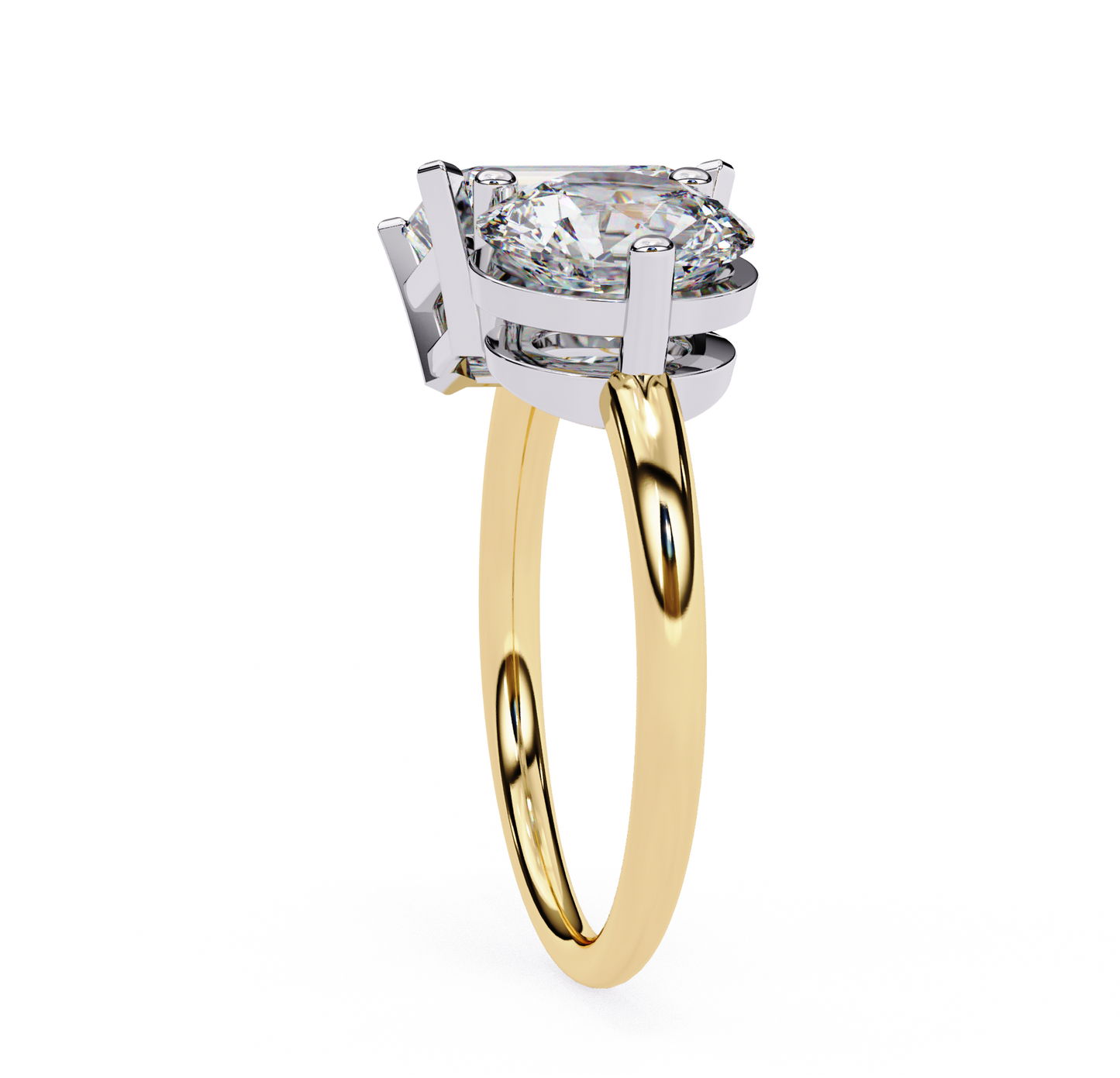 toi et moi 2.00 carat emerald & round cut diamond engagement ring – two stone bridal jewelry