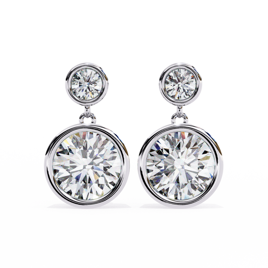 2.00 Carat Round Cut Bezel Set Diamond Drop Earrings – Modern Fine Jewelry