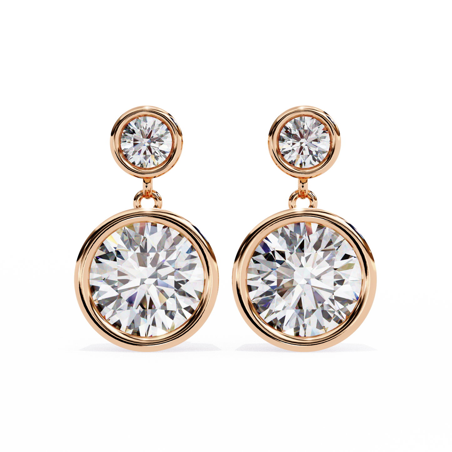 2.00 carat round cut bezel set diamond drop earrings – modern fine jewelry