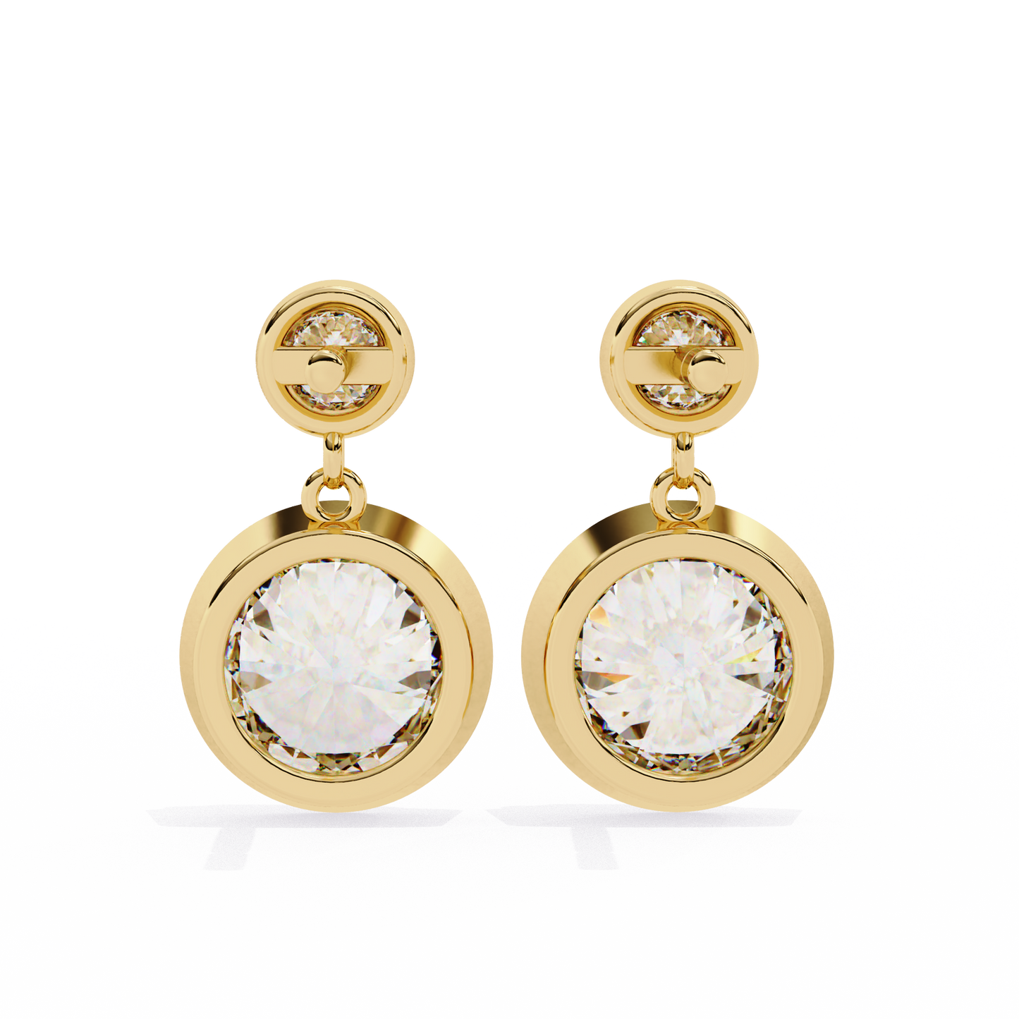 2.00 carat round cut bezel set diamond drop earrings – modern fine jewelry