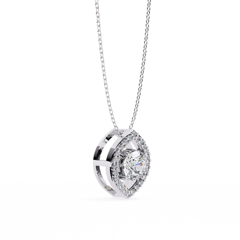 1.15 carat round cut diamond halo pendant with marquise frame - modern fine jewelry