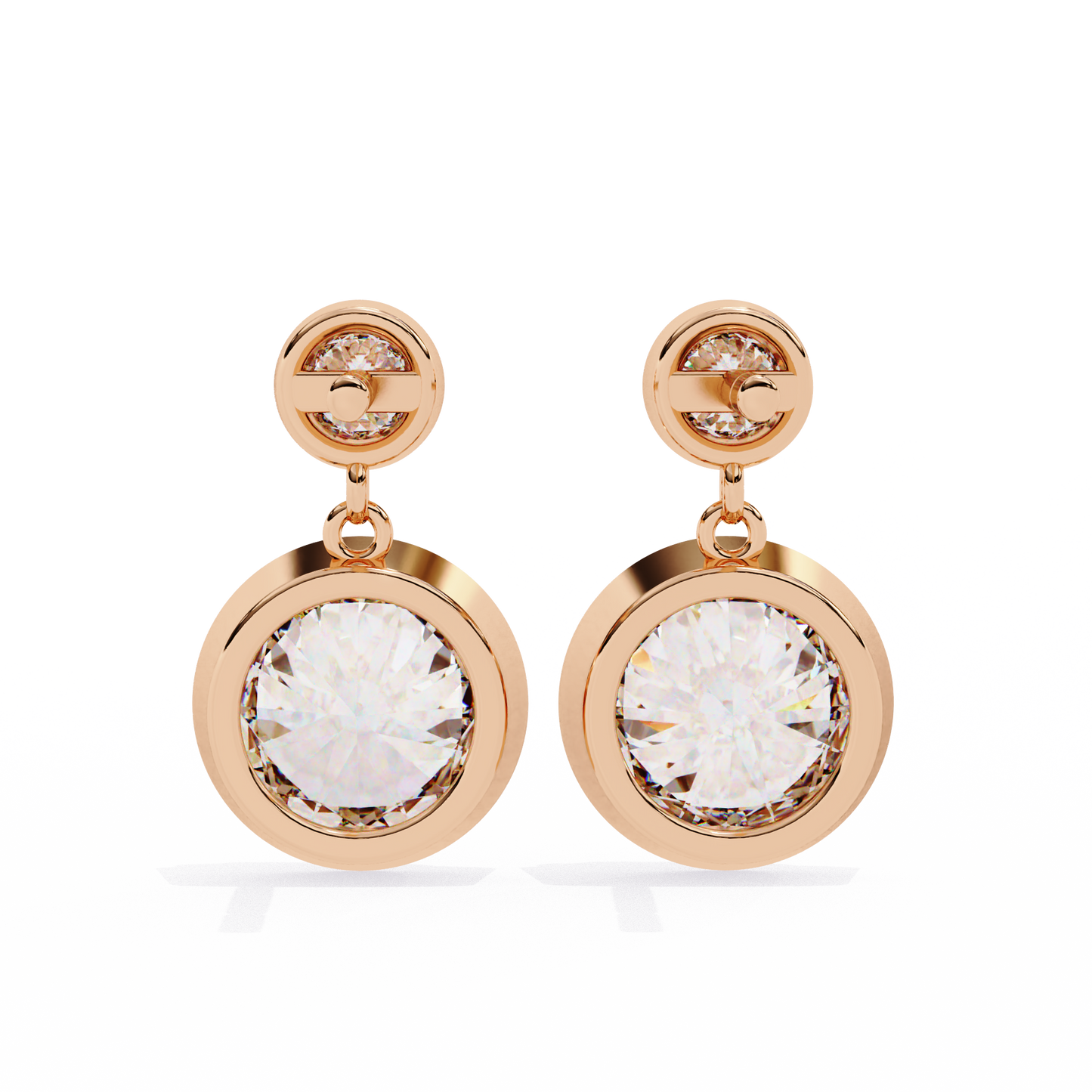 2.00 carat round cut bezel set diamond drop earrings – modern fine jewelry