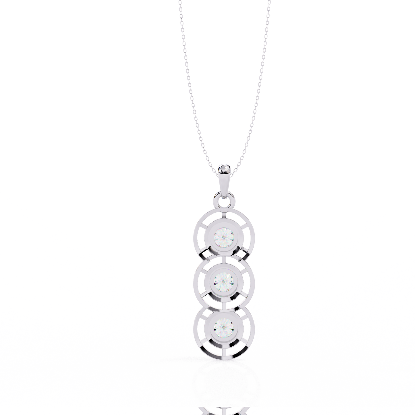1.20 carat three-stone round cut diamond pendant necklace – elegant fine jewelry