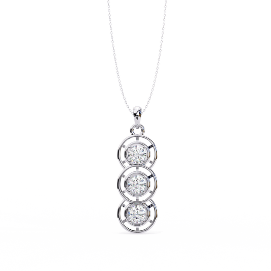1.20 Carat Three-Stone Round Cut Diamond Pendant Necklace – Elegant Fine Jewelry