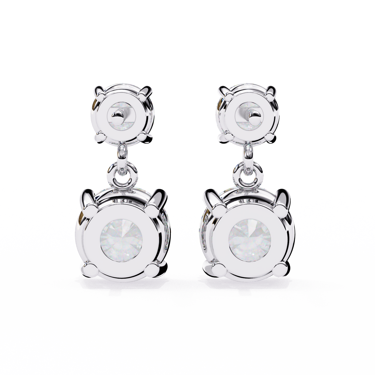 3.20 carat round cut diamond two-stone drop earrings – elegant jewelry collection