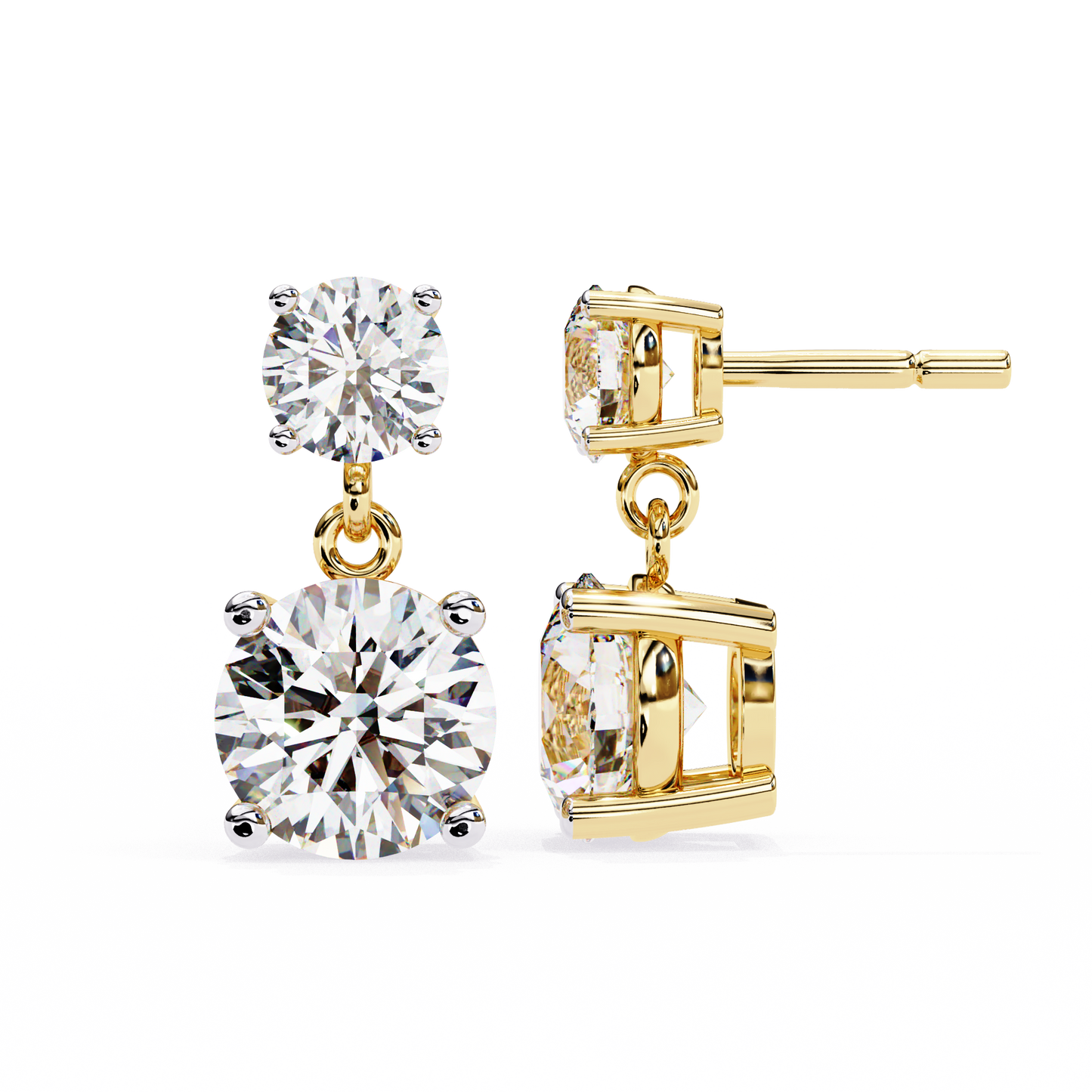 3.20 carat round cut diamond two-stone drop earrings – elegant jewelry collection