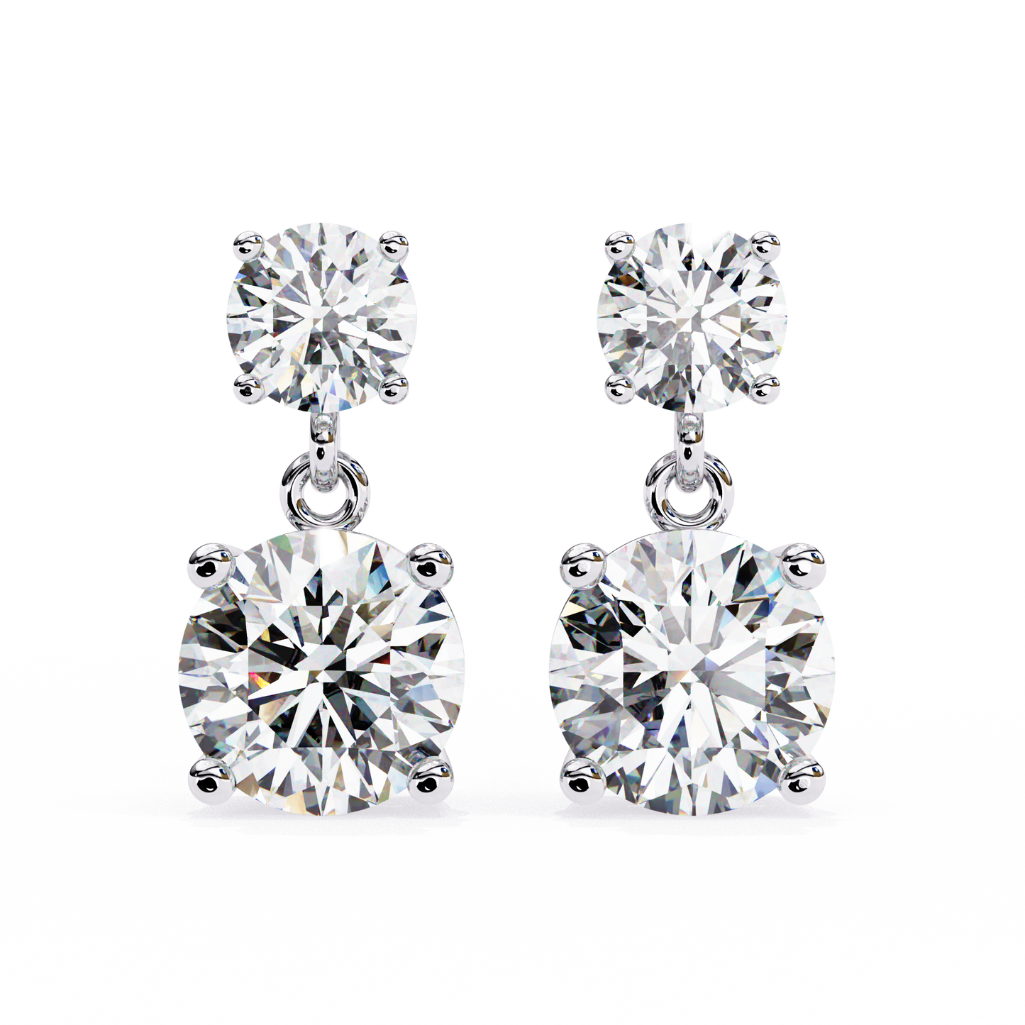 3.20 carat round cut diamond two-stone drop earrings – elegant jewelry collection