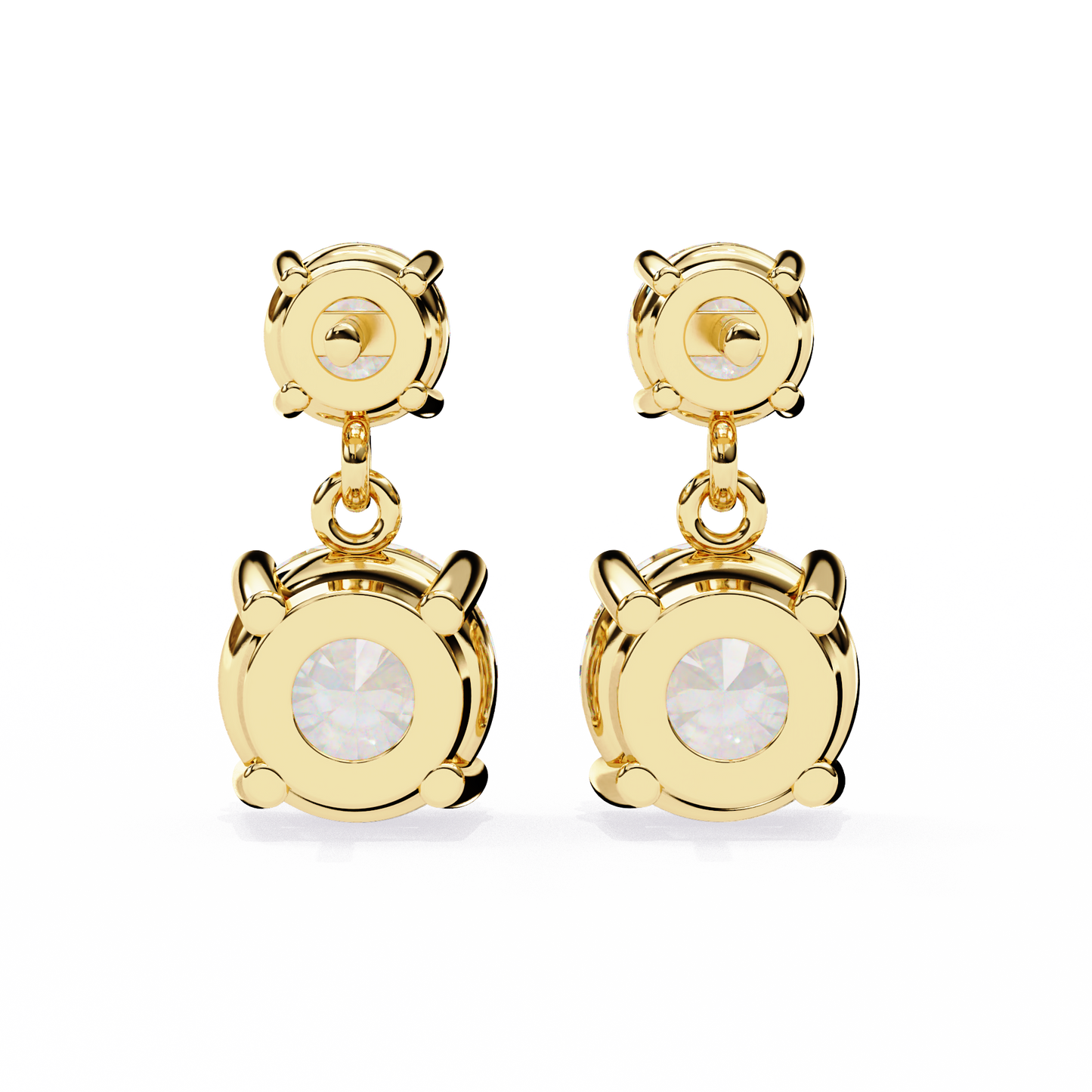 3.20 carat round cut diamond two-stone drop earrings – elegant jewelry collection