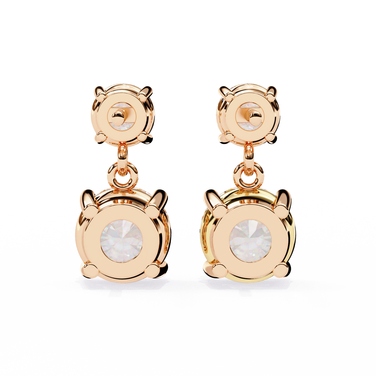 3.20 carat round cut diamond two-stone drop earrings – elegant jewelry collection