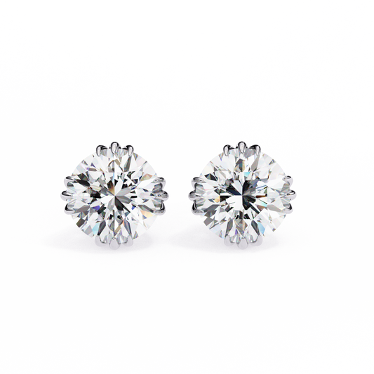 2.80 Carat Round Cut Diamond Solitaire Stud Earrings – Elegant Everyday Jewelry