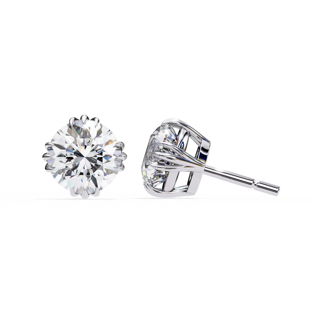 2.80 carat round cut diamond solitaire stud earrings – elegant everyday jewelry
