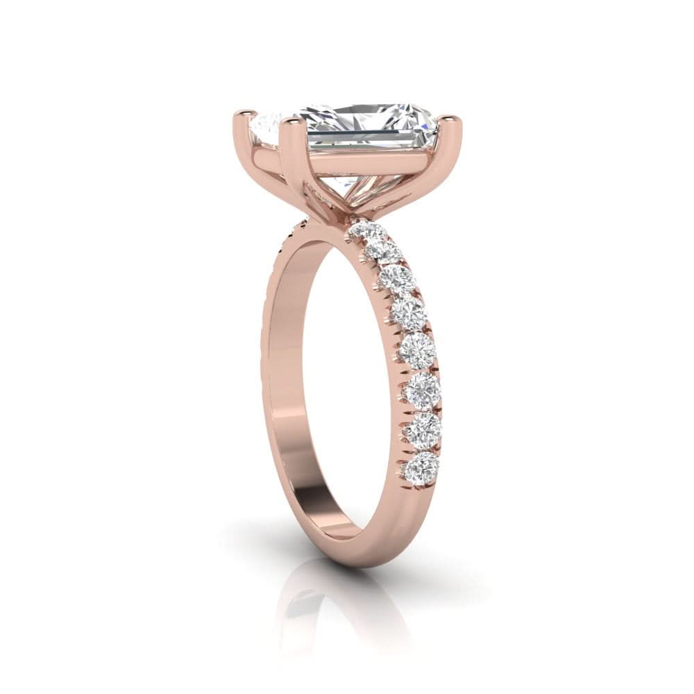 2.16 carat radiant cut solitaire diamond engagement ring with round side stones โ elegant bridal ring