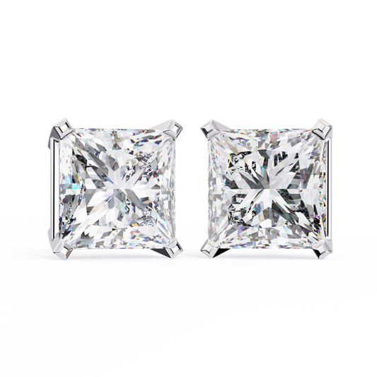 3.00 Carat Princess Cut Diamond Stud Earrings - Luxury Classic Jewelry