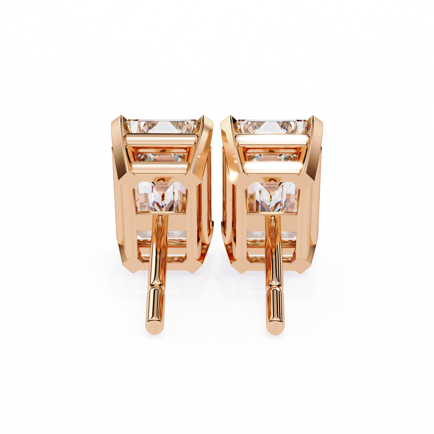 2.40 carat emerald cut diamond solitaire stud earrings – elegant modern jewelry
