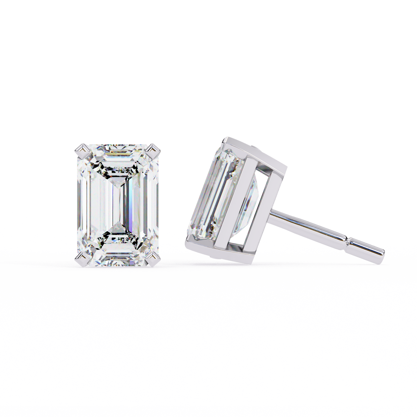 2.40 carat emerald cut diamond solitaire stud earrings – elegant modern jewelry
