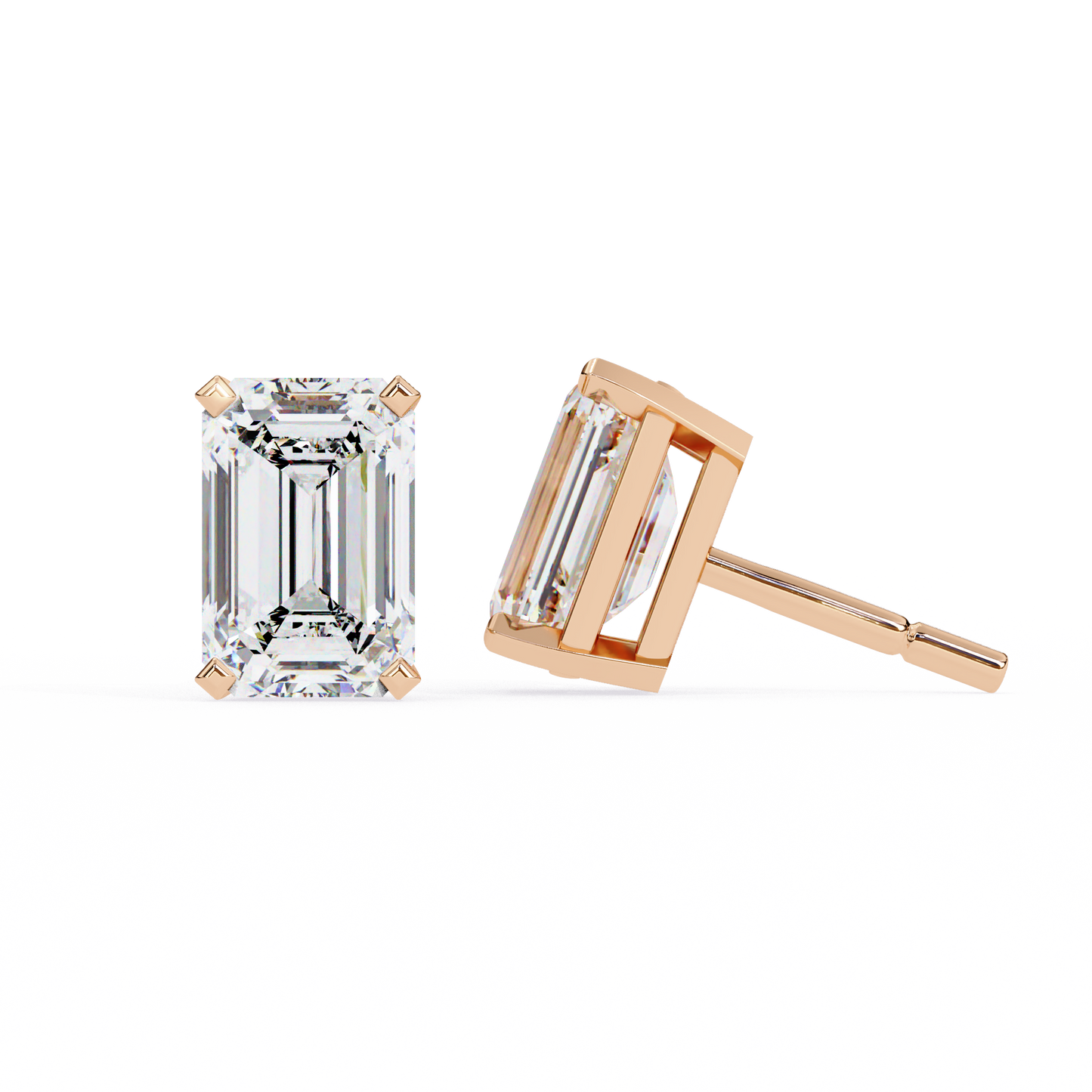 2.40 carat emerald cut diamond solitaire stud earrings – elegant modern jewelry