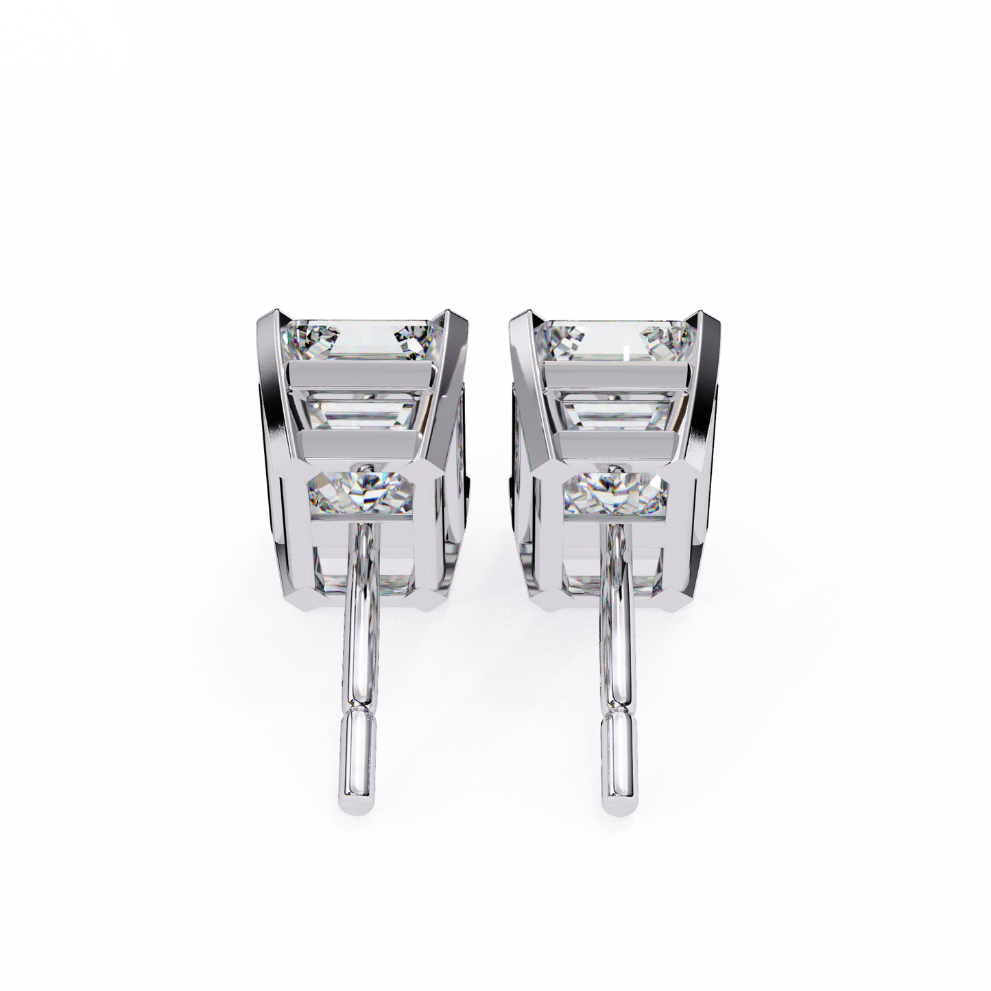 2.40 carat emerald cut diamond solitaire stud earrings – elegant modern jewelry
