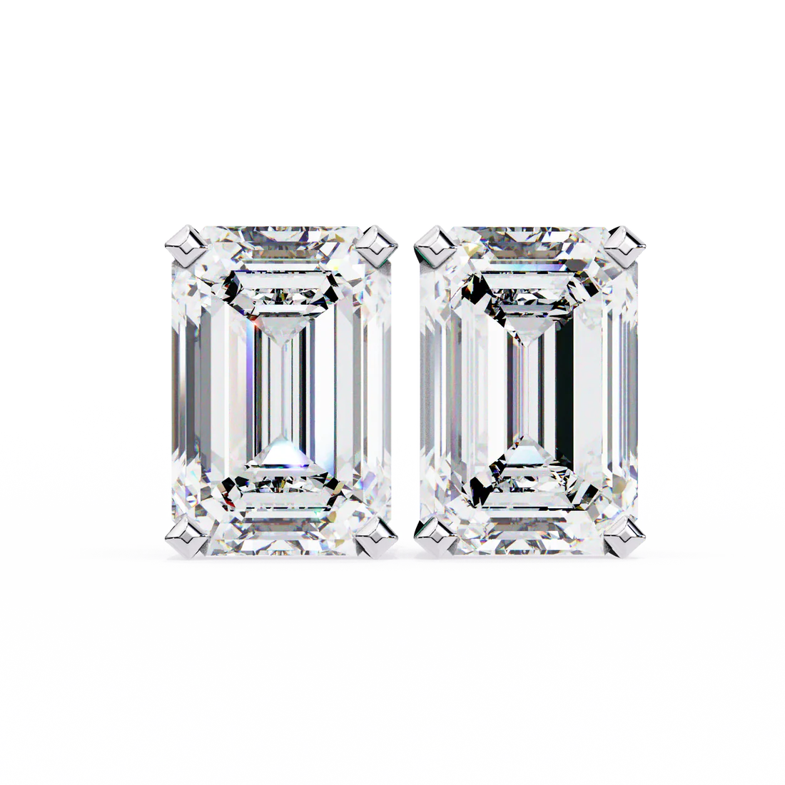 2.40 carat emerald cut diamond solitaire stud earrings – elegant modern jewelry