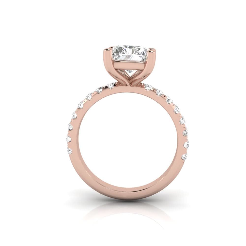 2.16 carat radiant cut solitaire diamond engagement ring with round side stones โ elegant bridal ring