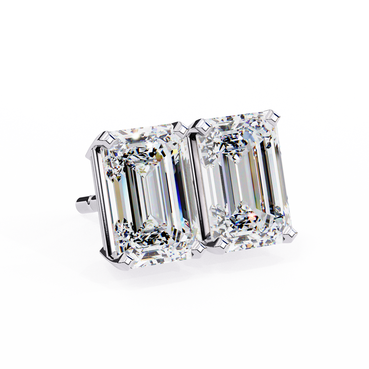 2.40 carat emerald cut diamond solitaire stud earrings – elegant modern jewelry