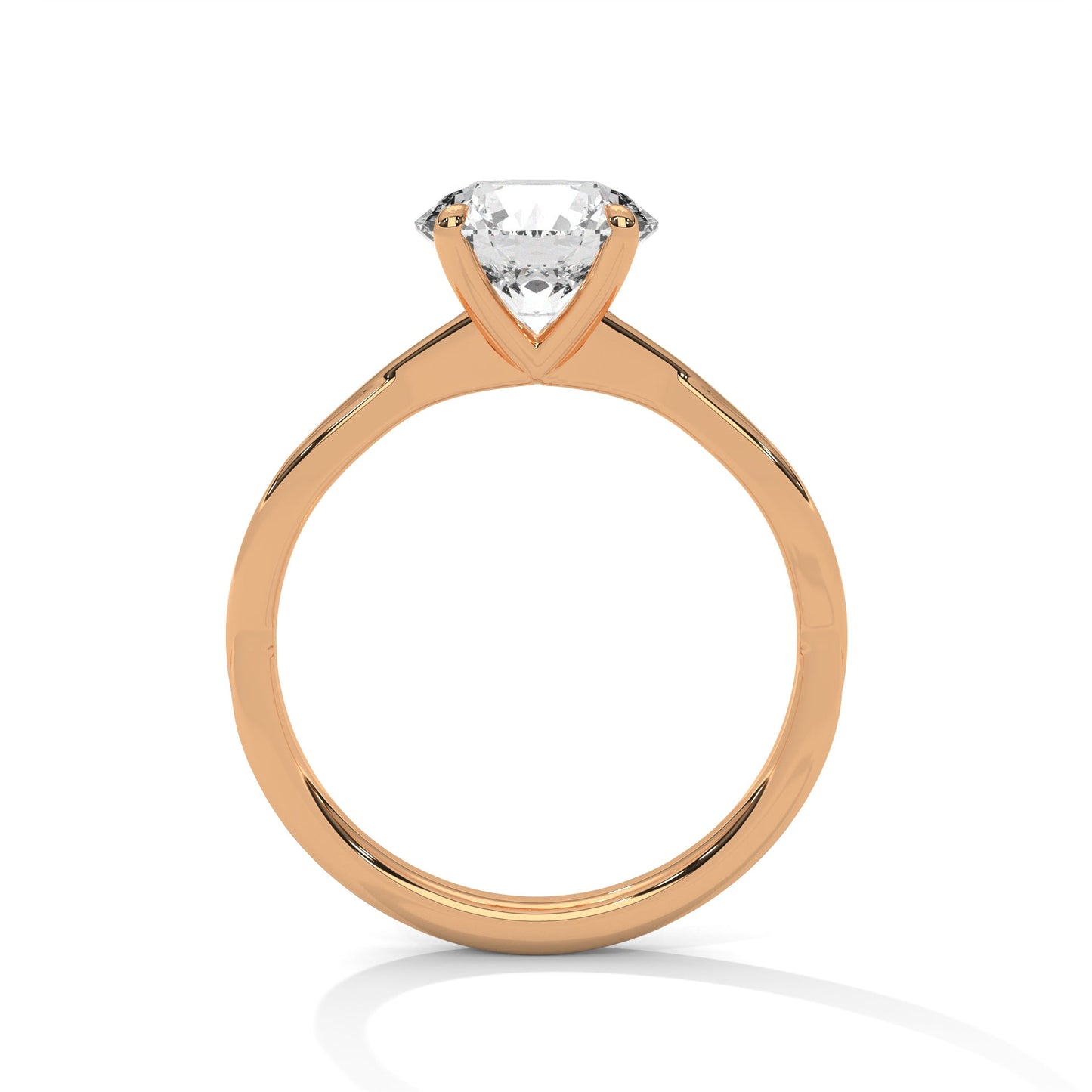women’s 2 carat round cut four-prong swirl solitaire diamond engagement ring