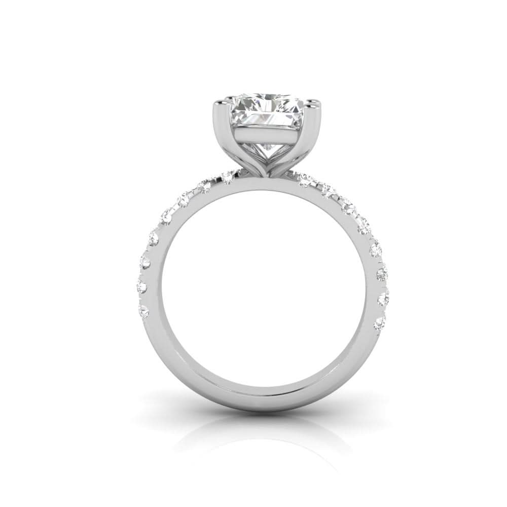 2.16 carat radiant cut solitaire diamond engagement ring with round side stones โ elegant bridal ring