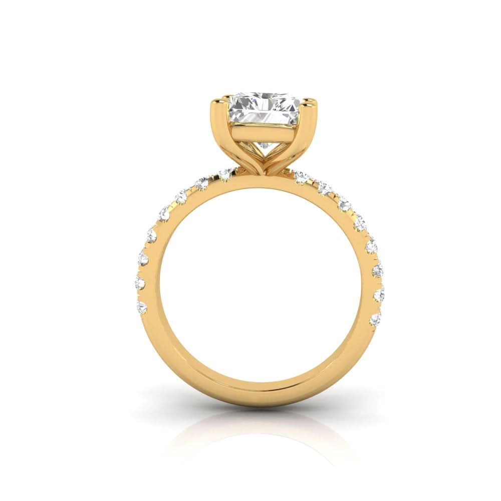 2.16 carat radiant cut solitaire diamond engagement ring with round side stones โ elegant bridal ring