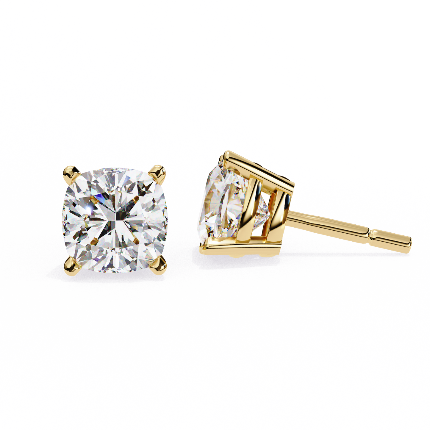 2.30 carat cushion cut diamond stud earrings - modern jewelry