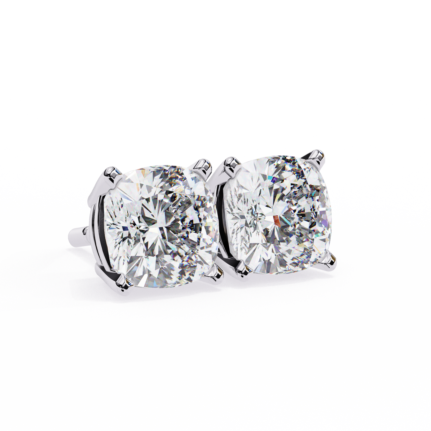 2.30 carat cushion cut diamond stud earrings - modern jewelry