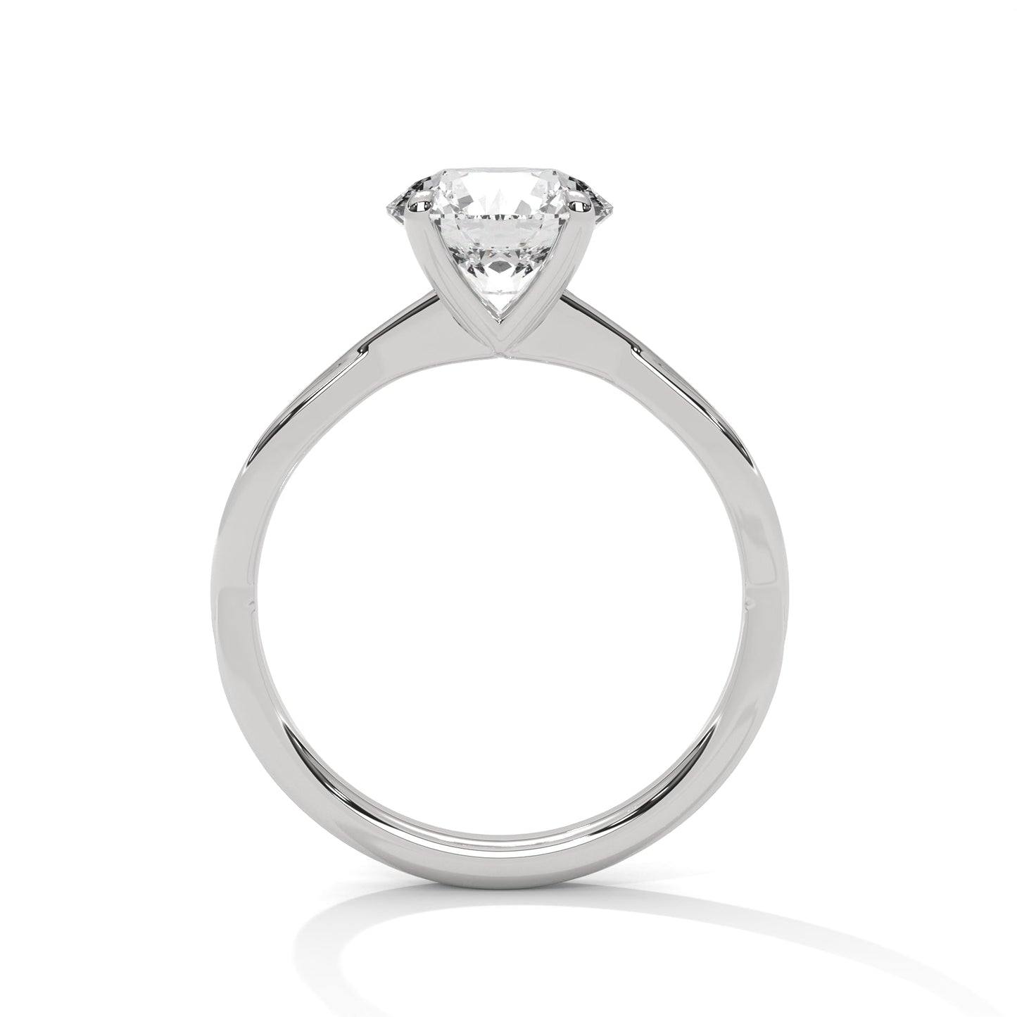 women’s 2 carat round cut four-prong swirl solitaire diamond engagement ring