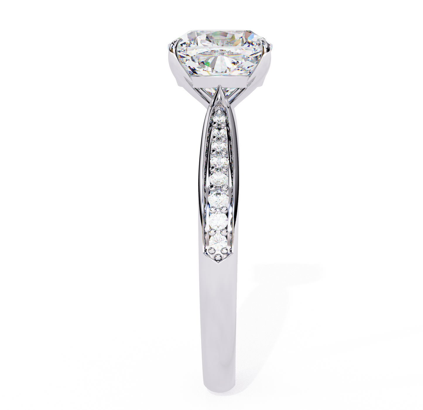 1.34 carat cushion cut hidden halo diamond engagement ring with round side stones – elegant bridal jewelry