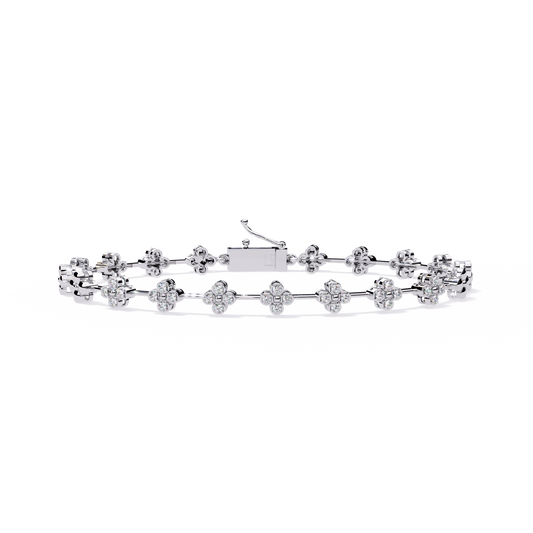 Round Cut Diamond Floral Tennis Bracelet – Elegant Diamond Jewelry